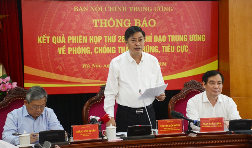 THÔNG BÁO KẾT QUẢ PHIÊN HỌP THỨ 26 CỦA BAN CHỈ ĐẠO TRUNG ƯƠNG VỀ PHÒNG, CHỐNG THAM NHŨNG TIÊU CỰC